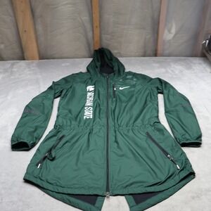 Michigan State Spartans Jacket Womens Small Nike Green Cinch Waist Windbreaker